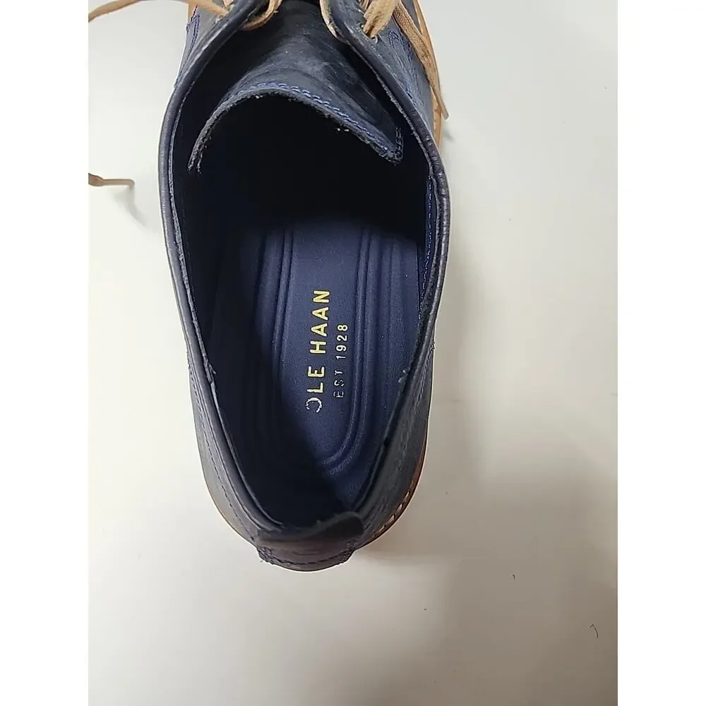 Cole Haan Tyler Grand Plain Ox Shoes Mens 12M Marine Blue Wax C25105